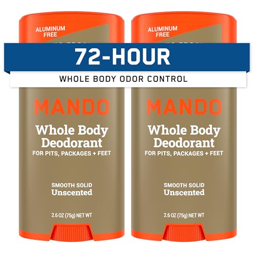 Mando Whole Body Deodorant For Men - Smooth Solid Stick - 72 Hour Odor Control - Aluminum Free,...