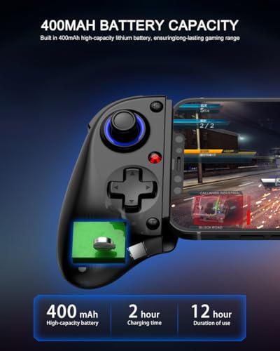Image of Bluetooth Mobile Game Controller for Nintendo Switch 2 & iOS & Android & Tablets, Wireless Gamepad Grip with Hall Effect Trigger Joystick, Ergonomic Phone Controller for iPhone, iPad Pro, Samsung