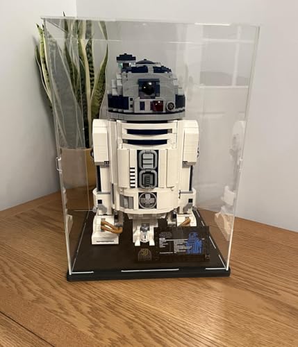Image of Choowin Acrylic Display Case for Lego Cat 21349, R2D2 75308, Transformers Soundwave 10358, Thickened Clear Acrylic Display Cases for Collectibles, Assemble Dustproof Display Box (Black)