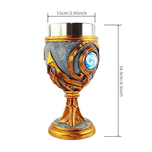 Generisch Chalice Goblet, Medieval Vintage Drinking Cup, Stainless Steel Wine Goblet, Classic Beverage Vessel, 2,95 x 2,95 x 6,5 pollici, ideale per uso quotidiano, festa della mamma, matrimoni e - immagine 3
