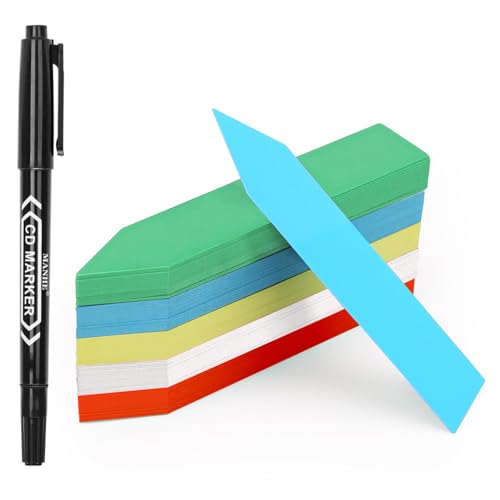 Zommke 100Stk Pflanzschilder,Pflanzenschilder,Kunststoff Gartenschilder,Pflanzenschilder zum Beschriften Mit 1 Marker Zum Beschriften Wetterfest Pflanzen Etiketten Für Draussen 10x2CM (Farbe)
