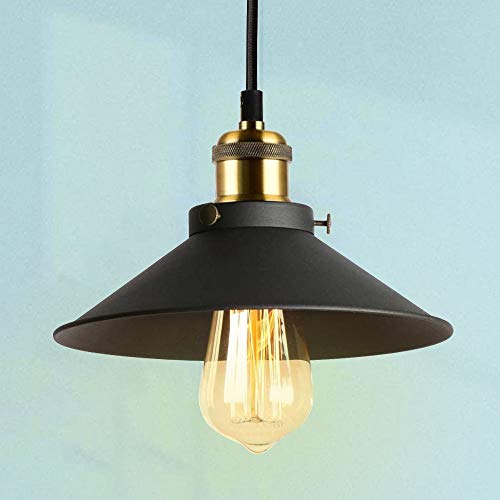 Lrpiyvo Suspension Luminaire Industrielle Noir Suspension Vintage Retro Lampe Suspendue Metal lustre Industriel Éclairage de Plafond pour Salon Chambre...