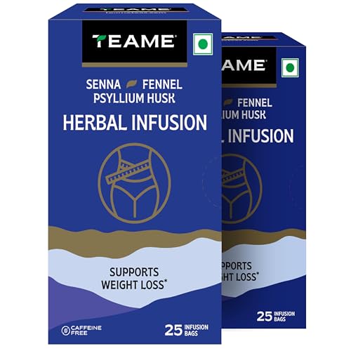 Image of TE-A-ME Senna Fennel Psyllium Husk Herbal Infusion, 25 Bags | Supports Weight Management | Pack of 2