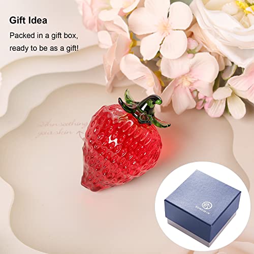Longwin Crystal Mini Strawberry Collectible Figurines Paperweight Glass Fruit Figurine Tabletop Centerpiece Ornaments Home Decor Gift For Christmas Day, Birthday #TOP5