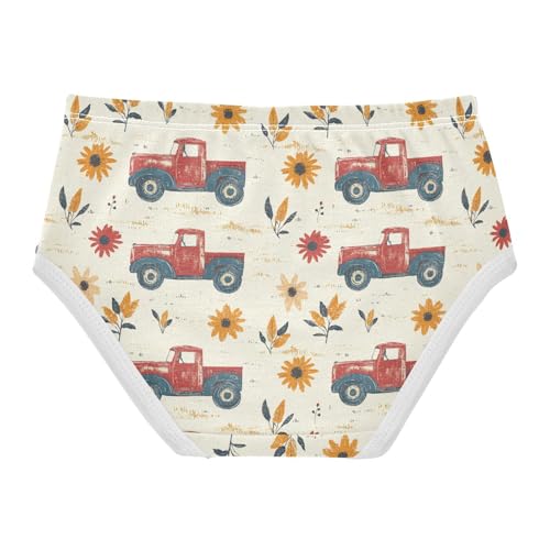 ZZKKO Vintage Truck Flower Girls Underwear Toddler Panties for Girls Comfort Brief Size 2-8T2