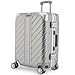 Produktbild LETTOO Hartschalenkoffer Kleinkoffer 42L | Reisekoffer mit Alu-Rahmen - Extrem Stabiler Trolley Koffer mit Taschen-Befestigung [WASSERGESCHÜTZT] Eckenschutz (Silber, Handgepäck 20 Zoll)