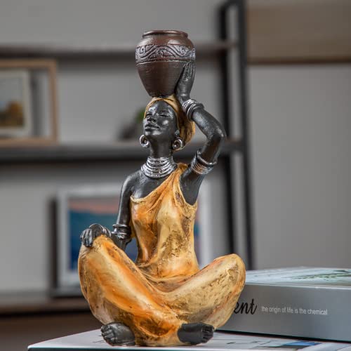 Leekung Angel Garden Statues & African Lady Figurines Bundle #TOP2