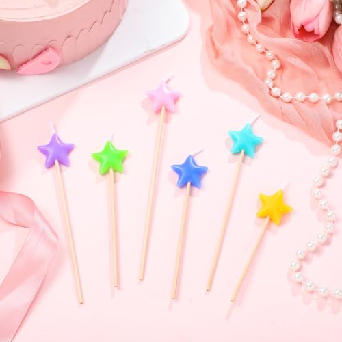 16 Pack Star Candles for Cake Birthday Star Shaped Sparkler Candles Stereo Cake Topper Decorations for Birthday Party Supplies(Colorful) - Thumbnail 4