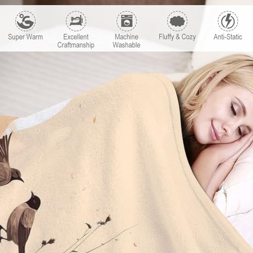 Manta de forro polar de pájaros 130x150 cm ligera y supersuave para sofá y cama 6