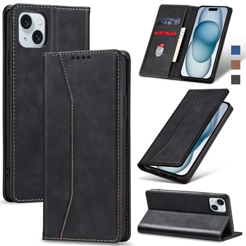Image of Jasonyu Flip Wallet Case for iPhone 15,Black