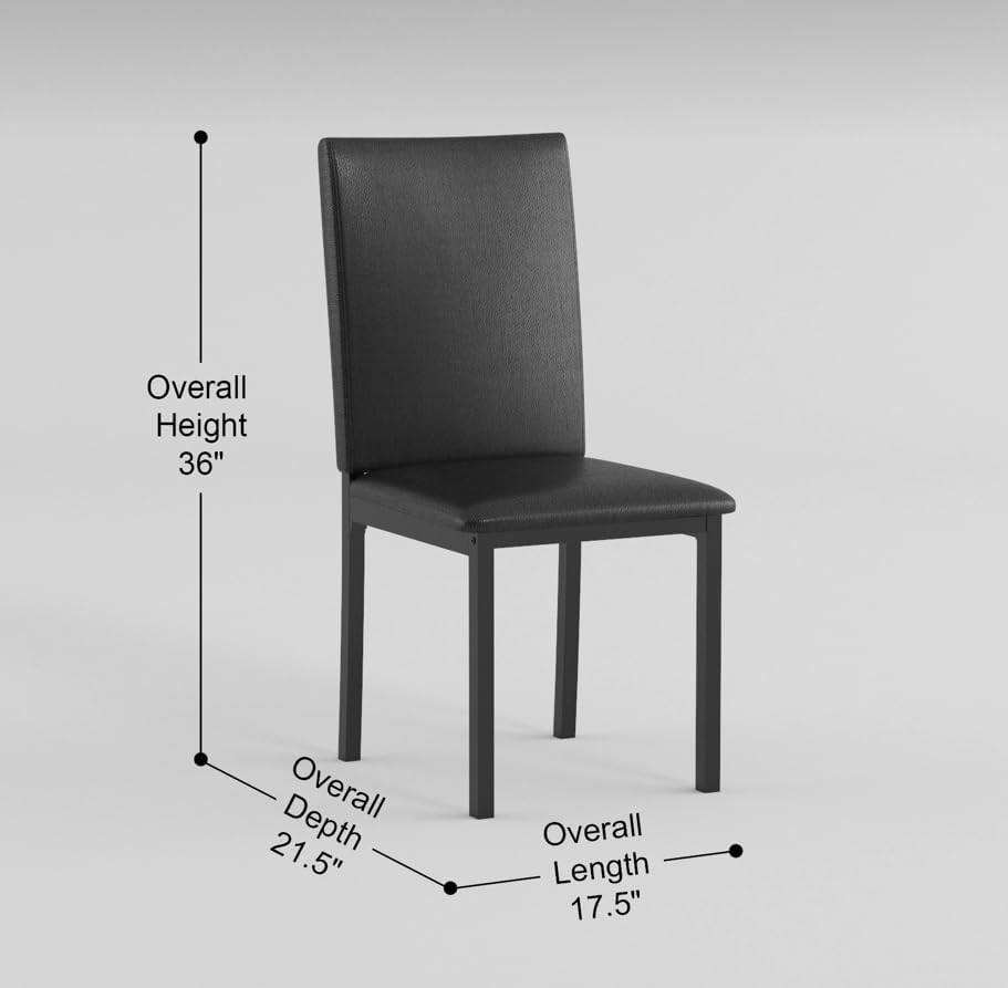 Miniatura 3 de Set of 4 Dining Chairs for Room, Table & Seating Chair Sets Kitchen, Faux Leather Upholstery, Metal Frame, Casual Dining Room Furniture,Black-4pcs