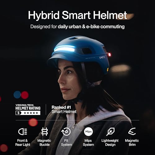 Image of AURA Smart E-Bike Helmet with MIPS Safety, NTA-8776 Certified for 28mph, Integrated 500 Lumen LED Lights, Crash Detection, Turn Signals and Automatic Brake Light