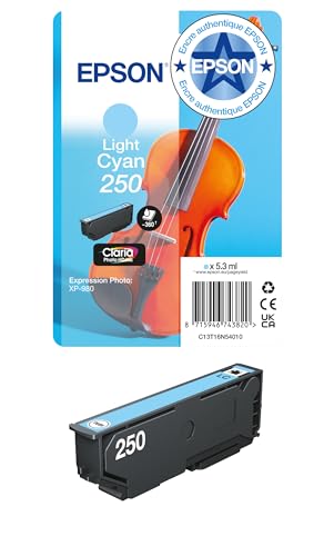 Epson Cartouche d’Encre d’Origine 250 Violon | Cyan Clair | 1x 5,3 ML | Fabriquée par la Marque pour des Résultats Optimaux