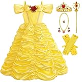 TYHTYM Princess Belle Costume Little Girls Cosplay Dress Up Toddler Christmas Halloween Party Kids With Accessories