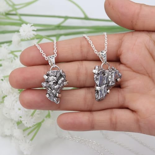Bijoux pendentif en pierre précieuse et météorite argent 925 de 48cm