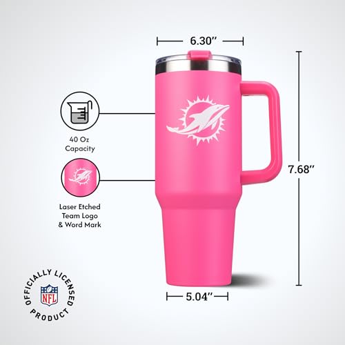 Image of The Memory Company Officially Licensed NFL - Miami Dolphins 40oz Pink Game Day Tumbler with Team Logo