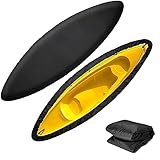 BOSKING Kayak Cover for Outdoor Storage Waterproof Dustproof Kayak Canoe UV Resistant Fishing Boat Cover - Black (7-8ft)