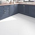 FunStick 12"x24" White Peel and Stick Floor Tile Waterproof White Vinyl Flooring Peel and Stick Wall Tiles for Kitchen Bathroom Stick on Floor Tiles for Bedroom Sticky Laminate Flooring Tiles 5 Pcs