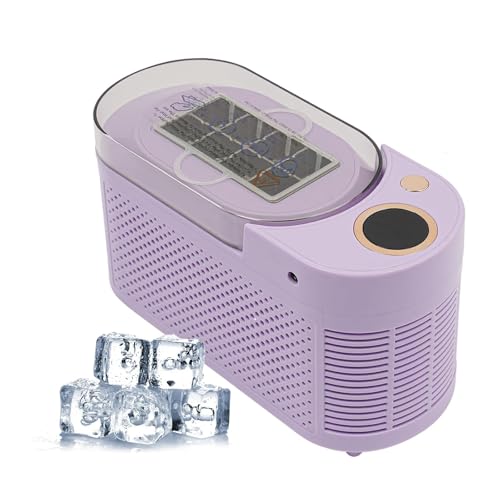 Portable Mini Cube Ice Maker - Dual-Powered Compact Ice Machine with DC 12V Adapter for Home, Office, Camping & Car - Automatic Ice Maker (Purple)