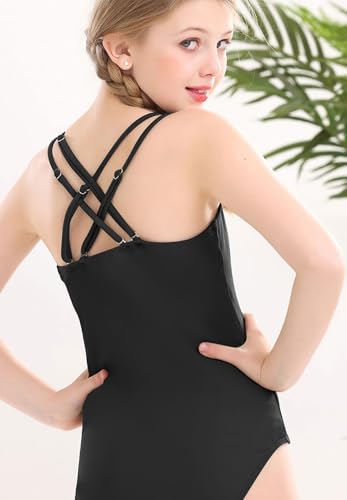 Zando Girls One Piece Swimsuit for Girl Kids 8-14 Years Old Cross Backless Swim Suit UPF 50 Swimwear Bathing Suit3