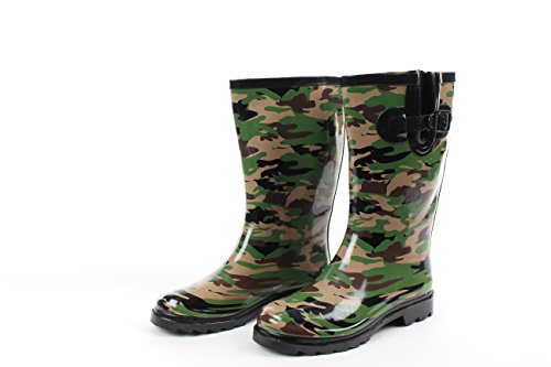 Gilbins Women Fur Lined Mid Calf Short Rain Boots & Snow Boots, Waterproof. Camouflage