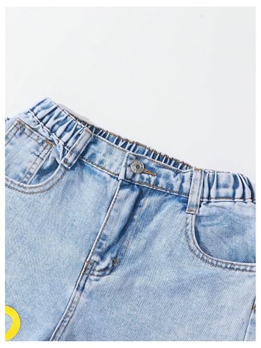 GORGLITTER Girl's Cute Baggy Wide Leg Jeans Ripped Cartoon Print Denim Pants with Pockets3