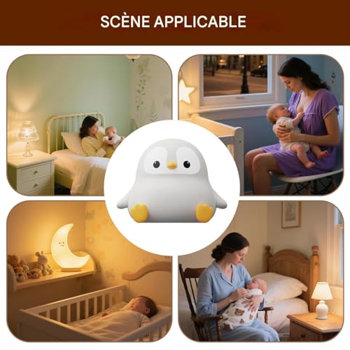 Veilleuse pour et bébés manchot éclairage d'ambiance rechargeable tactile réglable