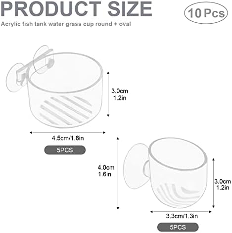 Gukasxi 10pcs Acrylic Aquatic Plant Cup Pot Holder with Suction Cups Red Fish Tank Plant Live Plants Pots for Fish Shrimp Feeding Fish Tank Aquascape Decor
