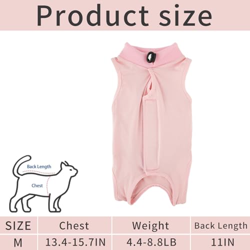 Katzenbody Nach Op,Katzen Body Für Katzen Operation,Body Katze Nach OP,Professioneller Genesungsanzug für katzen,Recovery Suit Anti-Leck E-Halsband Alternative für Bauchwunden Hautkrankheiten (Rosa,M)