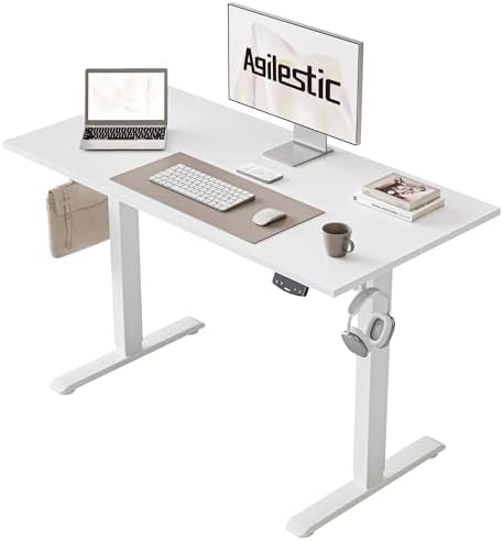 Agilestic Biurko z regulacją wysokości 100 x 60 cm, stabilne biurko z elektryczną ...