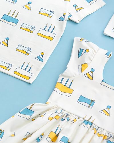 Image of monica + andy Short Sleeve Let's Dance Dress, Organic Cotton Playwear Clothes for Girls, Kids, Toddler & Infant Sizes