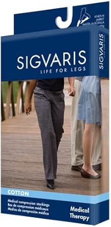 SIGVARIS Men's Essential Cotton 230 Closed Toe Thigh-Highs W/Grip-Top 20-30mmHg - Black - Small Short