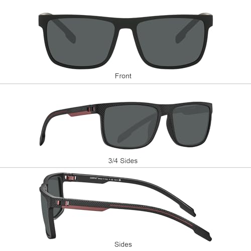 CARFIA Polarized Men's Sunglasses with Leather Case, Lightweight TR90 Sun Glasses UV Protection for Fishing Driving Cycling3