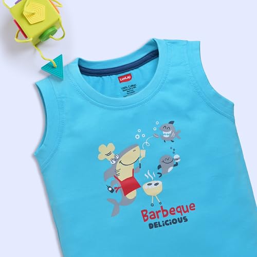 Image of LuvLap Baby Boys Regular Fit 100% Cotton Sleeveless Boys T-Shirt & Shorts Set Pack of 3