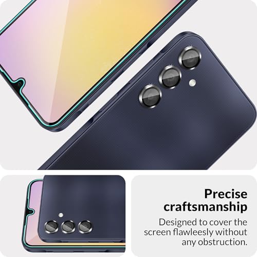 Image of ArmourPro Military-Grade Tempered Glass Compatible with Samsung Galaxy A25 5G (6.5 Inch) with Black Camera Ring Protector & Installation Kit | Edge to Edge Coverage