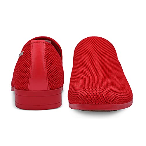 Uubaris Men's Loafers & Slip-On Shoes Lightweight Breathable Mesh Tuxedo Shoes Comfortable Casual Work Loafers Red Size 9.5 #TOP6