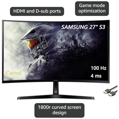 Image of Samsung 27 inch Odyssey G32A Series LED Gaming Monitor, FHD, 165Hz, 1ms, Eye Saver, Free-Sync Premium, Height Adjustable, VESA Mount Capability, DisplayPort, HDMI, Black, with HDMI Cable