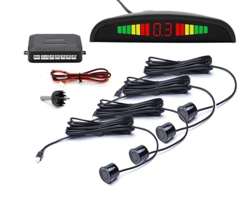 Image of Car Reverse Parking Sensor Set of 4 Black Sensors with LED Display Buzzer and Control Box Radar Beep Sound Alert Auto Object Detector For Maruti Suzuki New Wagonr(2019-Present)