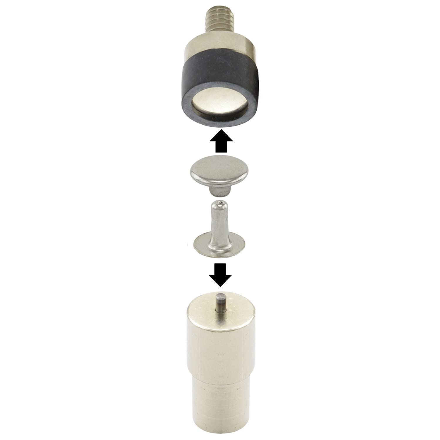Set di pressa per rivetti composto da pressa per occhielli, rivetti cavi, 100 rivetti cavi, testa singola, acciaio – ottone anticato, 12 mm