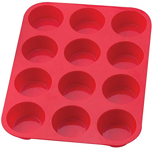 Molde de silicona reutilizable para magdalenas y magdalenas, 12 tazas, antiadherente, libre de BPA, moldes de 100% silicona para tartas, apto para lavavajillas y microondas Cover
