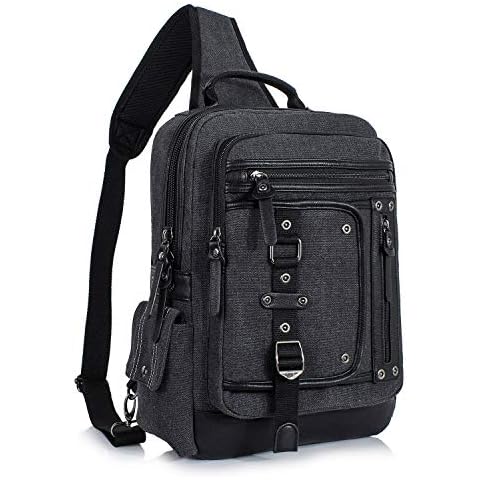 Schkleier Messenger Bag for Men Canvas Sling Bag Crossbody Backpack Laptop Shoulder Bag Hiking Daypacks Casual Tactical Cover