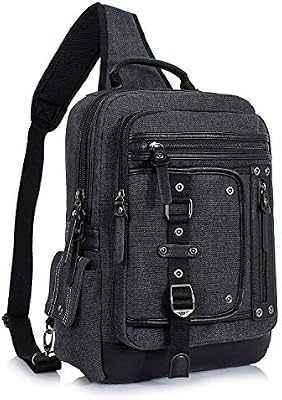 Schkleier Cross Body Bag for Men - Large Canvas Sling Backpack & Messenger Bag for 15.6 Inch Laptop