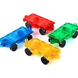 Magnetic Tiles Cars Baby Toys - 4 PCS Magnetic Cars Set Magnet Bricks Truck Sensory Toys for 3 4 5 6 7 8+ Years Old Girls Boys