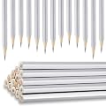 Metallic Marking Pencil Water Soluble Colored Pencils for Construction Workers Metal Work Plumbers Framers Carpenters Teacher Marking Tools, 6.9 Inches in Length (Silver, 48 Pack)