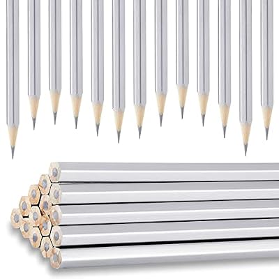 Metallic Marking Pencil Water Soluble Colored Pencils for Construction Workers Metal Work Plumbers Framers Carpenters Teacher Marking Tools, 6.9 Inches in Length (Silver, 48 Pack)