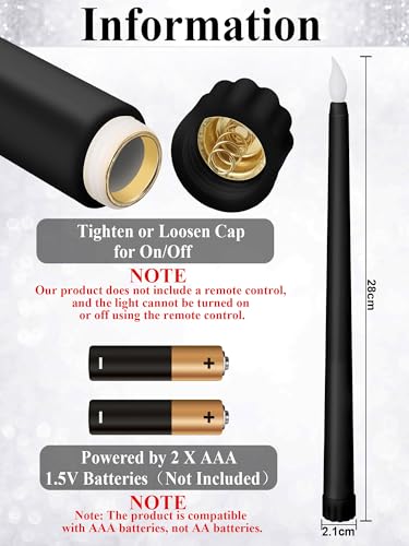 Image of Retisee 30 Pcs 11 Inch Flameless Taper Candles LED Candles Bulk Battery Operated Taper Candle Flickering LED Candlesticks for Valentines Birthday Wedding Party Decor (Classic Style,Black)