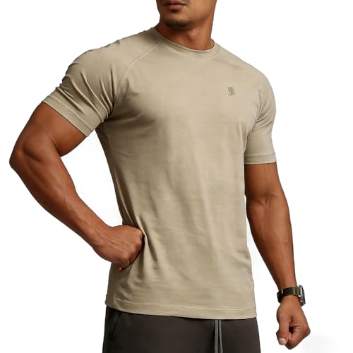 Image of Casual Short Sleeve Crew Neck Classic Wicking Breathable Fitness Muscle Athletic T Shirts Mens