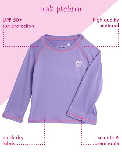 Pink Platinum Girls Rash Guard Set - 2 Pack UPF 50+ Long Sleeve Quick Dry Swim Shirts for Girls (Sizes: 4-16)2
