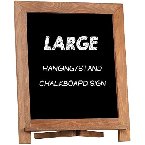 Rustic Chalkboard Sign, NEARPOW 15”x12” Tabletop Stand and Wall Hanging Display, Solid Pine Wood Frame with Smooth Magnetic Surface Chalk Board Easel for Home Decoration, Wedding, Kitchen, Menu(Brown) Cover