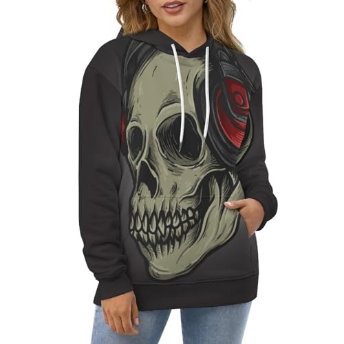 Sweats à capuche manche longue hoody sweatshirt pull noir squelette UMENG